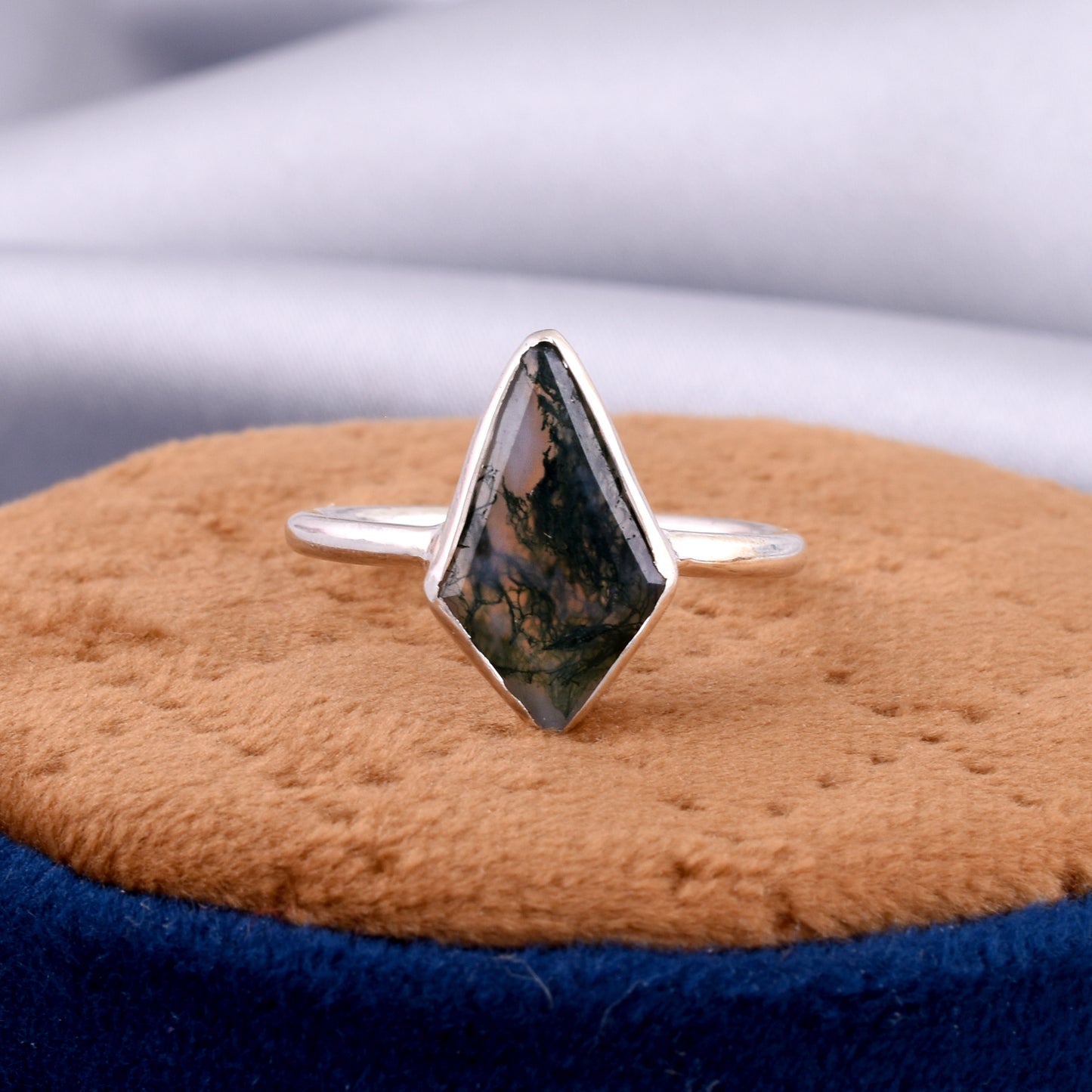 Natural Moss Agate Ring, 925 Sterling Silver Ring, Gemstone Ring, Boho Ring, Moss Agate Jewelry, Stacking Ring, Gift Your Valentine.