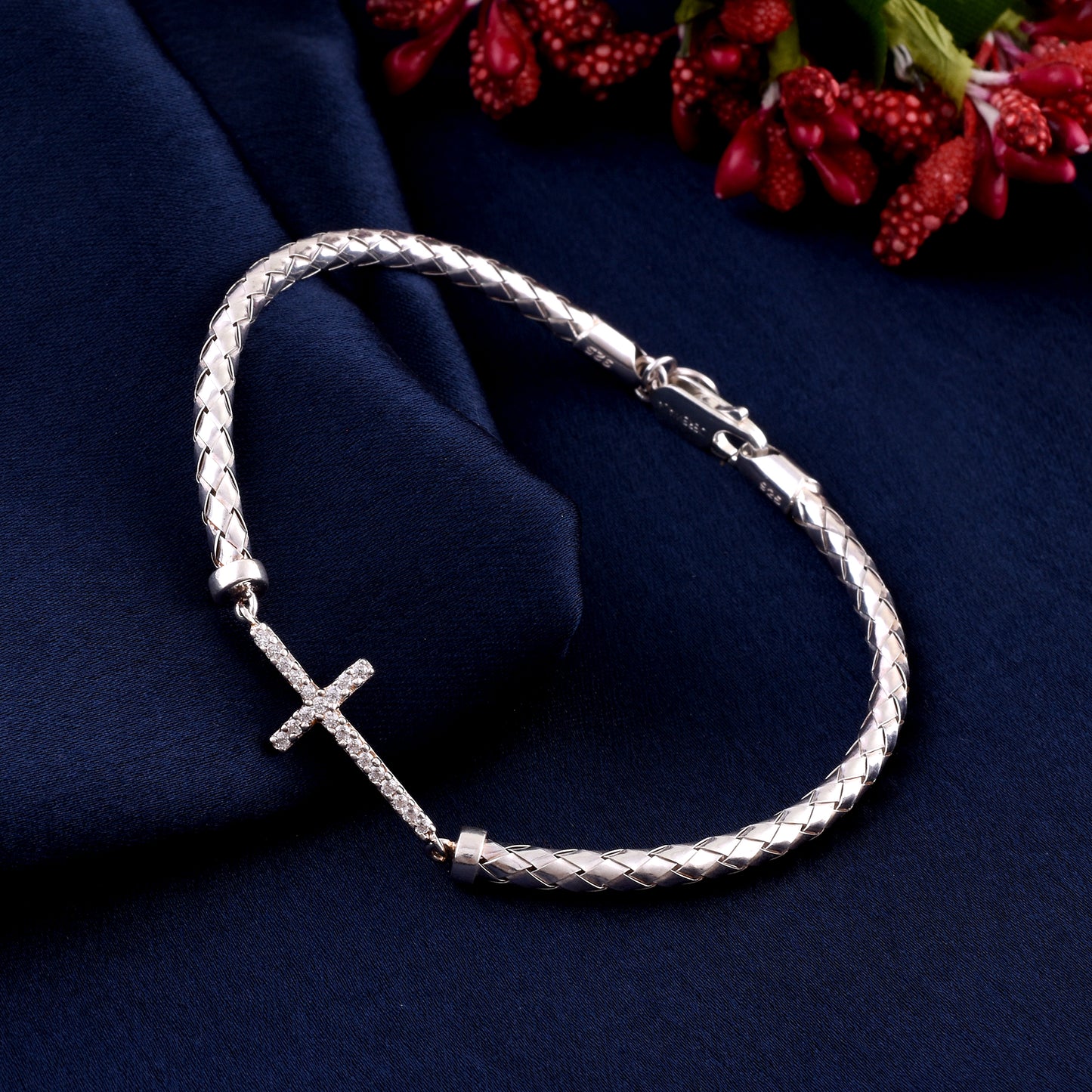 925 Sterling Silver Cross Chain Bracelet