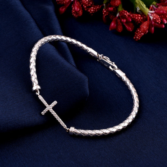 925 Sterling Silver Cross Chain Bracelet