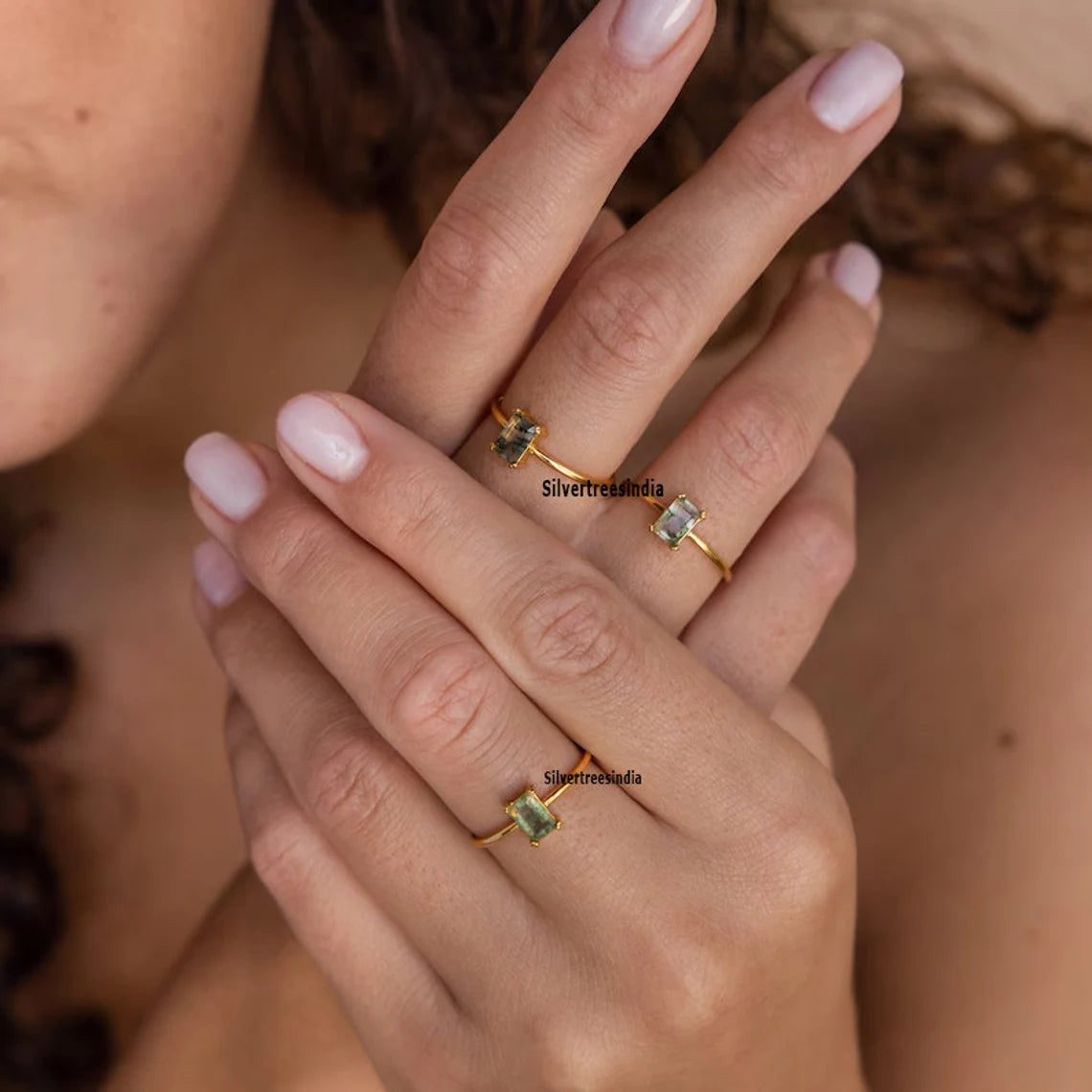 Natural Moss Agate Ring