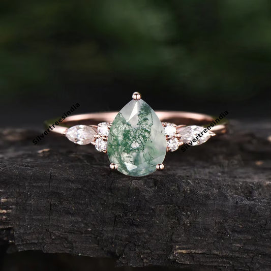 Natural Moss Agate Ring