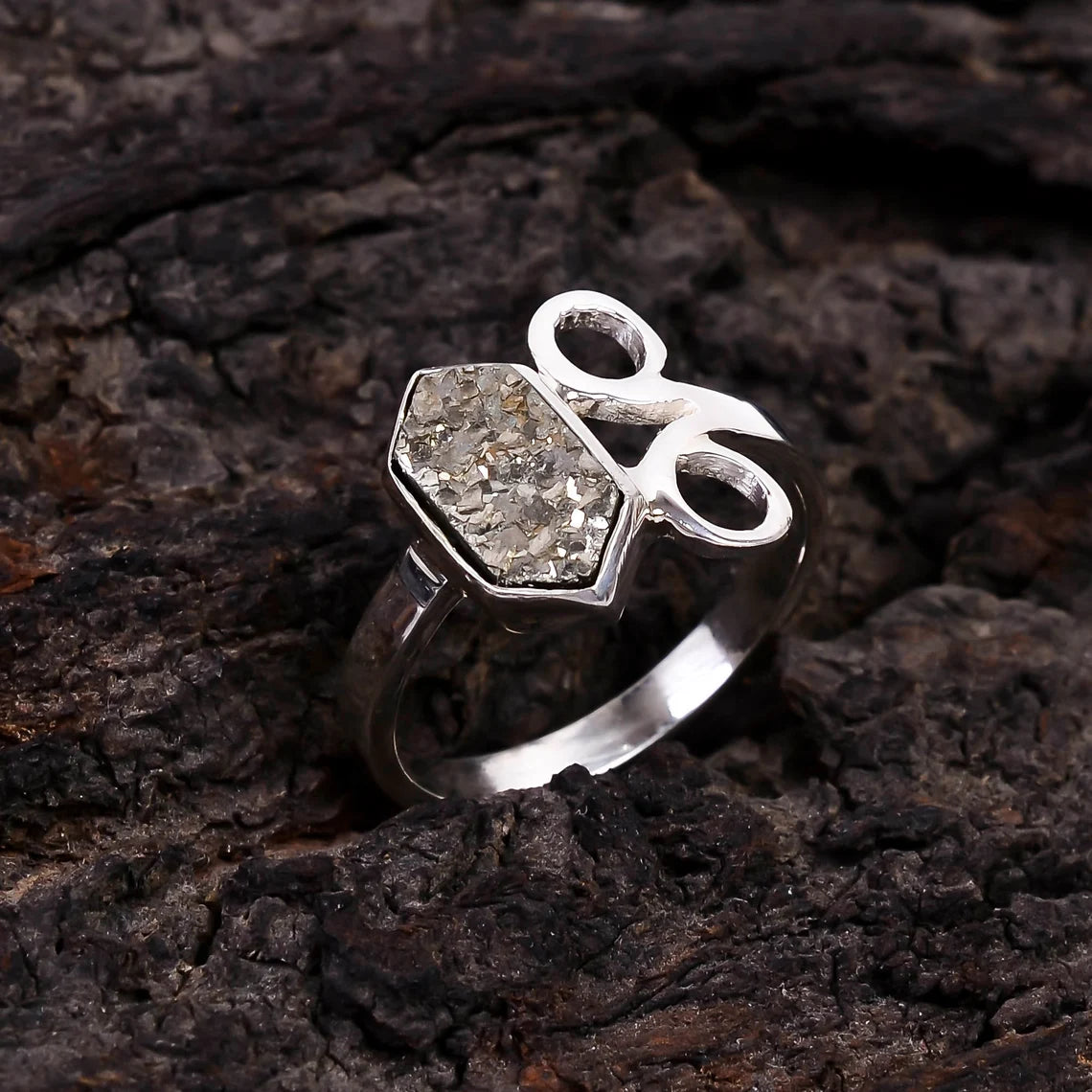 Natural Raw Pyrite Ring