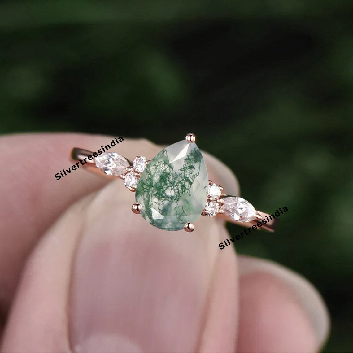 Natural Moss Agate Ring