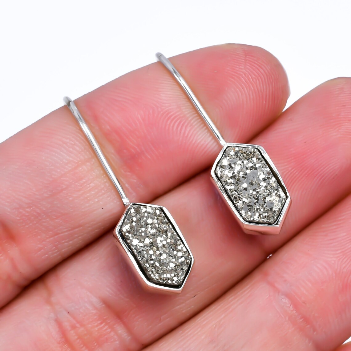 Natural Raw Pyrite Earring