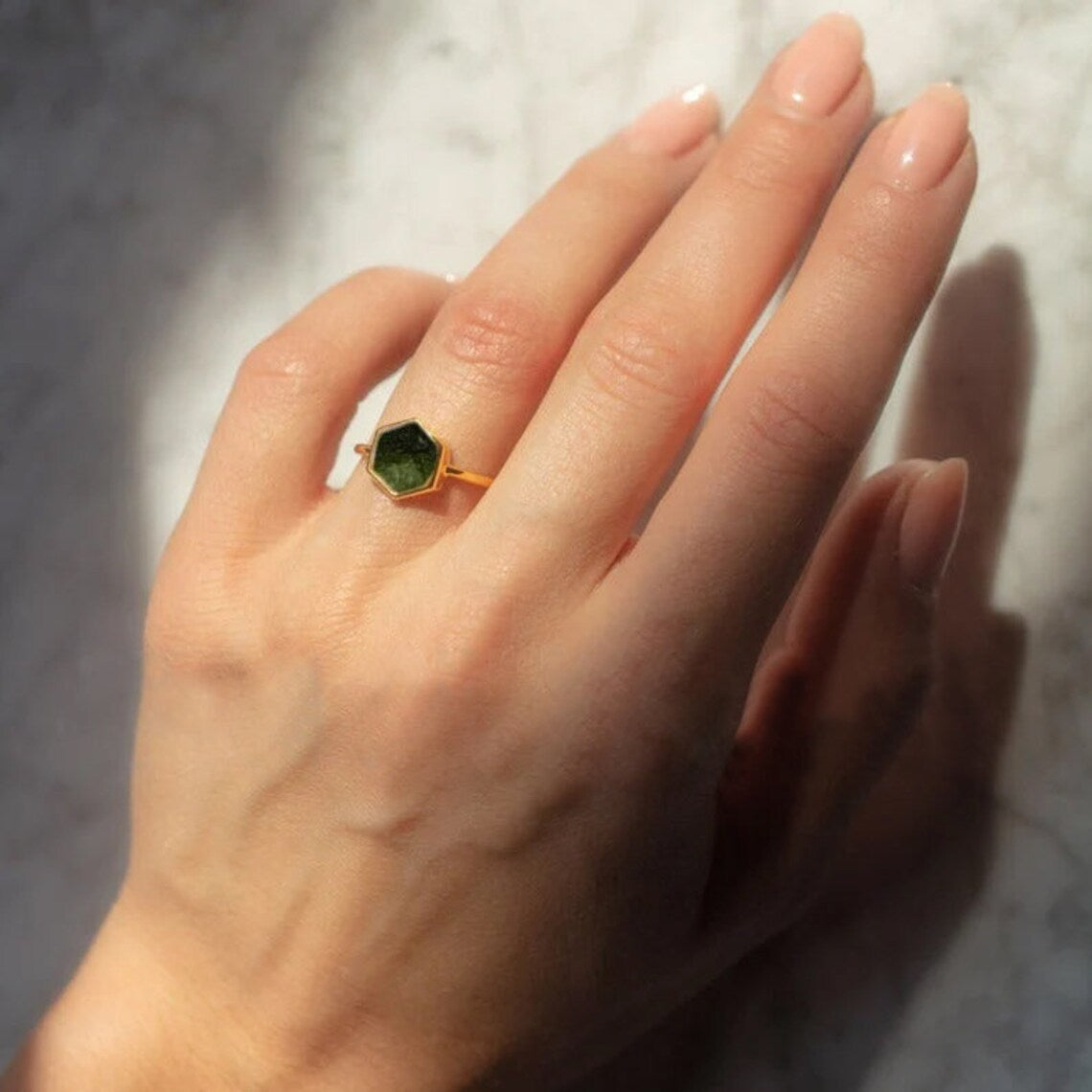 Authentic Raw Moldavite Gemstone Ring