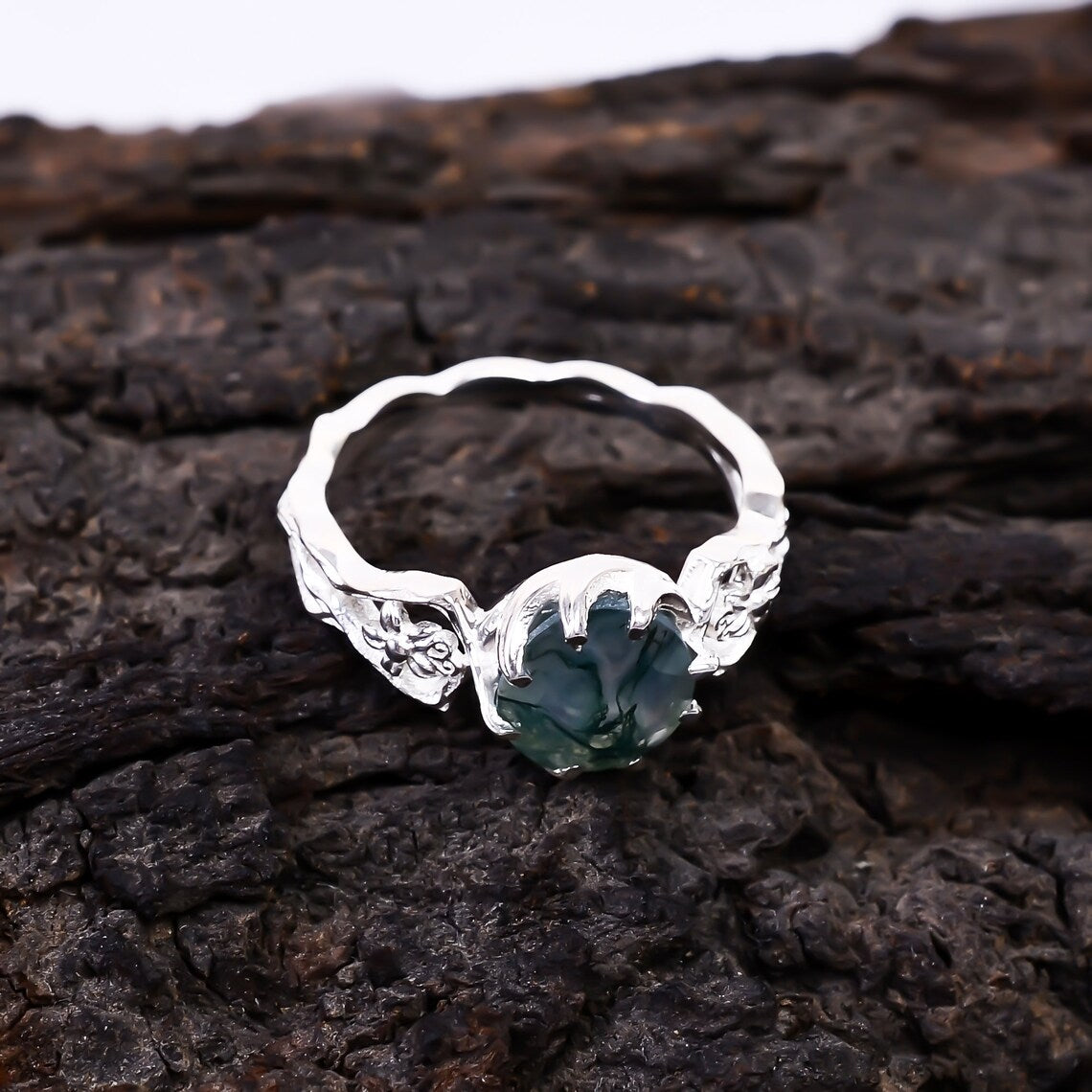 Natural Moss Agate Ring