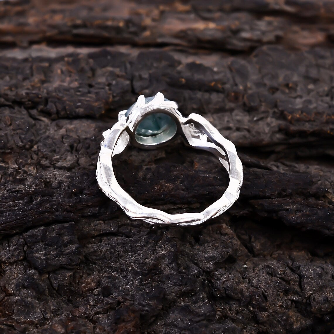 Natural Moss Agate Ring