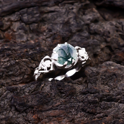 Natural Moss Agate Ring