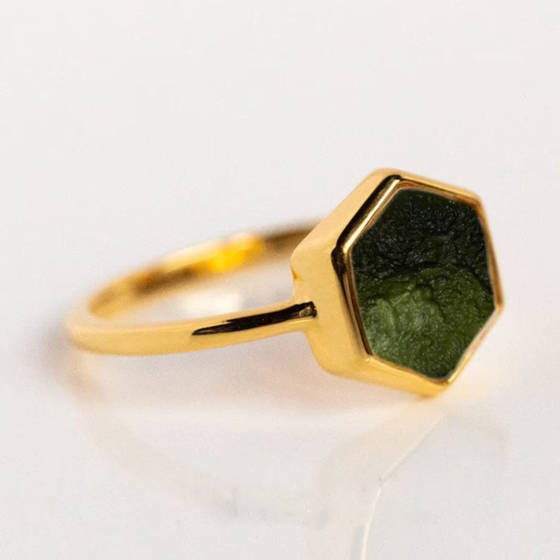 Authentic Raw Moldavite Gemstone Ring