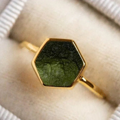 Authentic Raw Moldavite Gemstone Ring