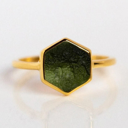 Authentic Raw Moldavite Gemstone Ring