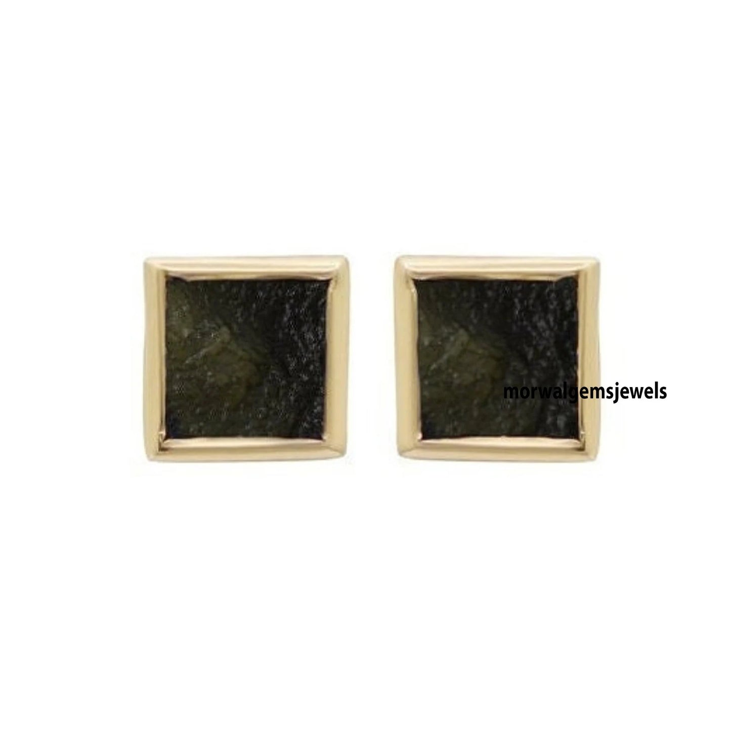 RAW MOLDAVITE Stud Earrings