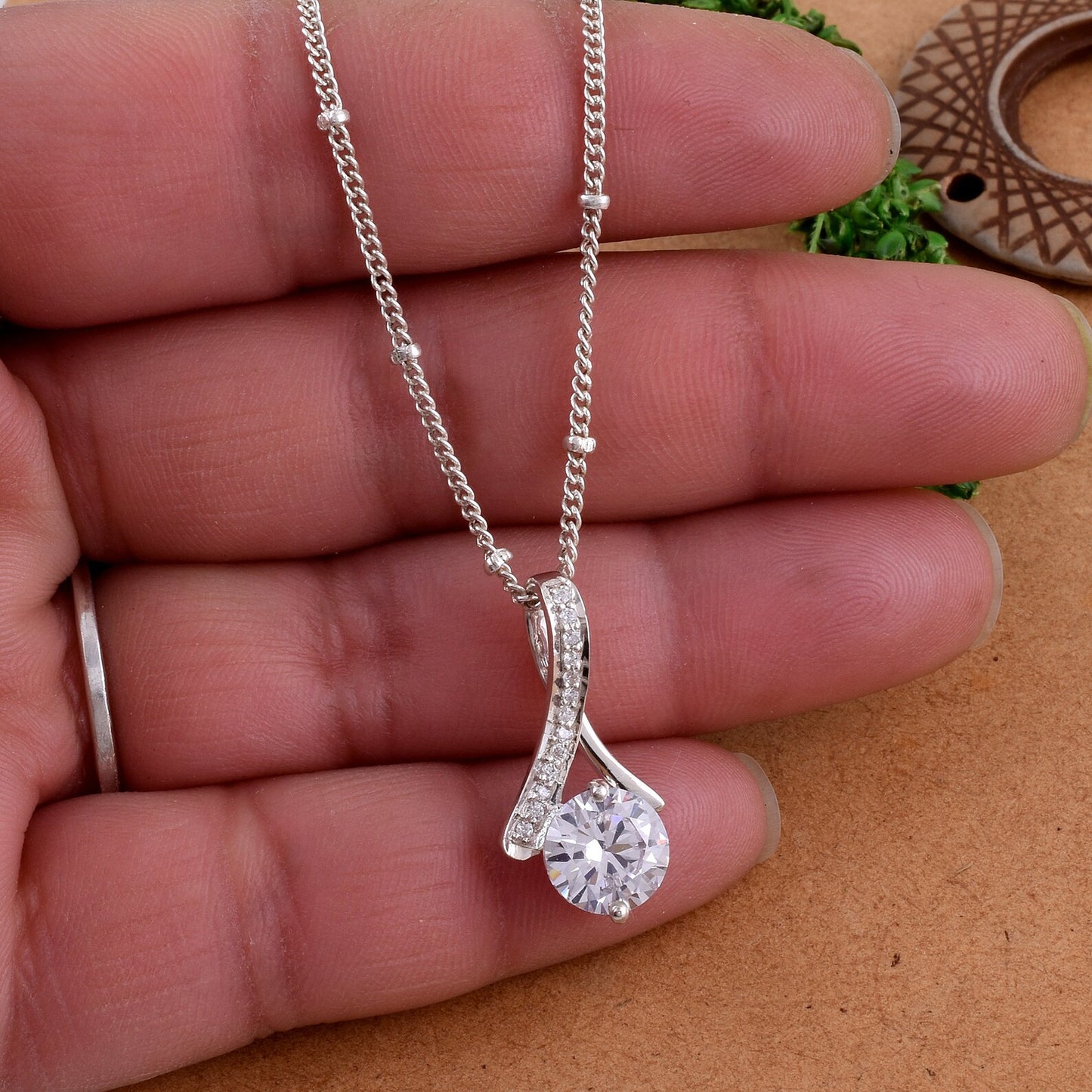 Round Cut Solitaire Pendant Necklace